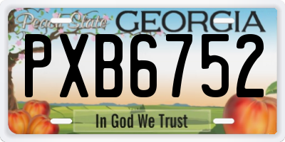GA license plate PXB6752