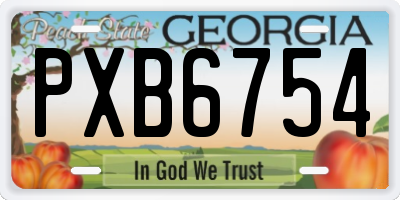 GA license plate PXB6754