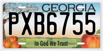 GA license plate PXB6755