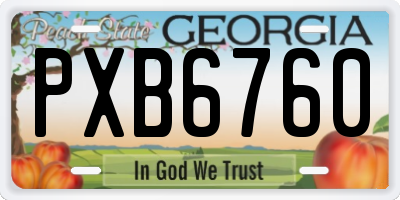 GA license plate PXB6760