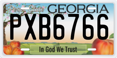 GA license plate PXB6766