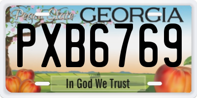 GA license plate PXB6769