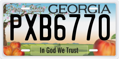GA license plate PXB6770