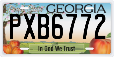 GA license plate PXB6772