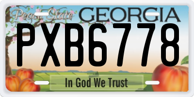 GA license plate PXB6778