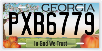 GA license plate PXB6779