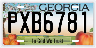 GA license plate PXB6781