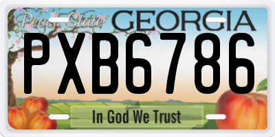 GA license plate PXB6786