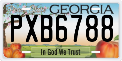 GA license plate PXB6788