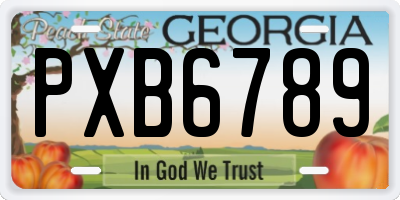 GA license plate PXB6789