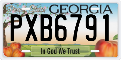 GA license plate PXB6791