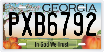 GA license plate PXB6792