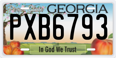 GA license plate PXB6793