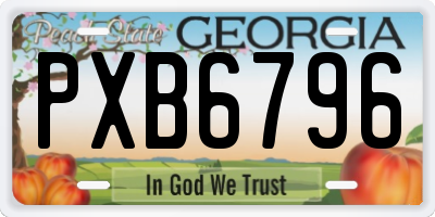 GA license plate PXB6796