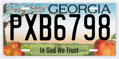 GA license plate PXB6798