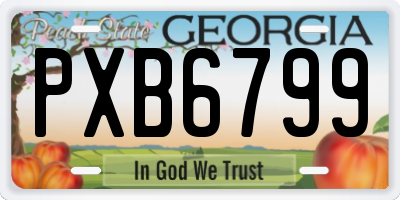 GA license plate PXB6799