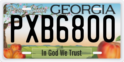 GA license plate PXB6800