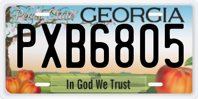 GA license plate PXB6805