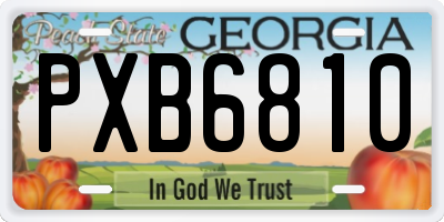 GA license plate PXB6810