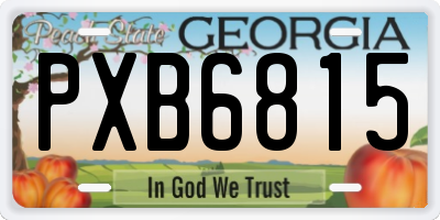 GA license plate PXB6815