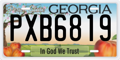 GA license plate PXB6819