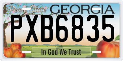 GA license plate PXB6835
