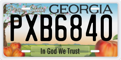 GA license plate PXB6840
