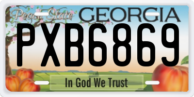 GA license plate PXB6869
