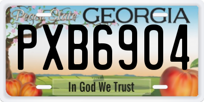 GA license plate PXB6904