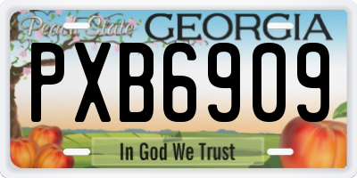 GA license plate PXB6909