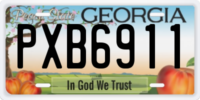 GA license plate PXB6911