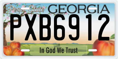 GA license plate PXB6912