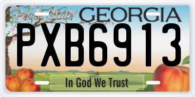 GA license plate PXB6913