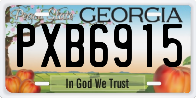 GA license plate PXB6915