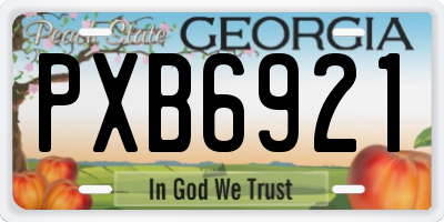 GA license plate PXB6921