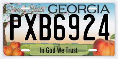GA license plate PXB6924