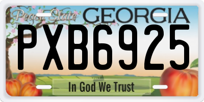 GA license plate PXB6925