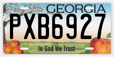 GA license plate PXB6927