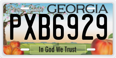 GA license plate PXB6929