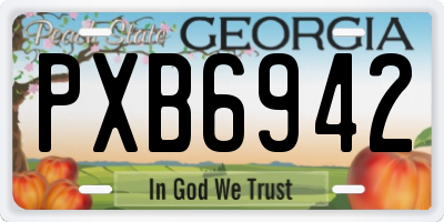 GA license plate PXB6942