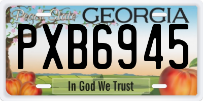 GA license plate PXB6945