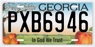 GA license plate PXB6946