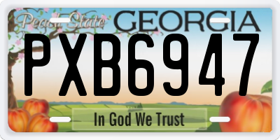 GA license plate PXB6947