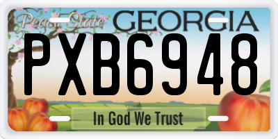 GA license plate PXB6948