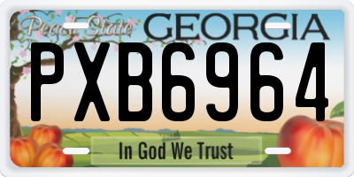 GA license plate PXB6964