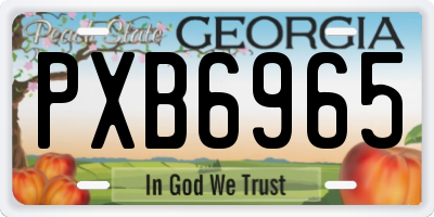 GA license plate PXB6965