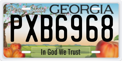 GA license plate PXB6968