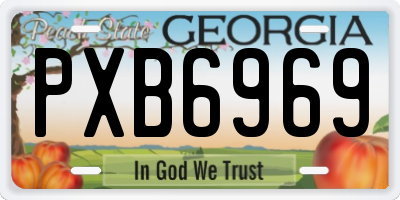 GA license plate PXB6969