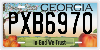 GA license plate PXB6970
