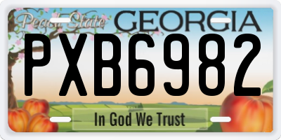GA license plate PXB6982